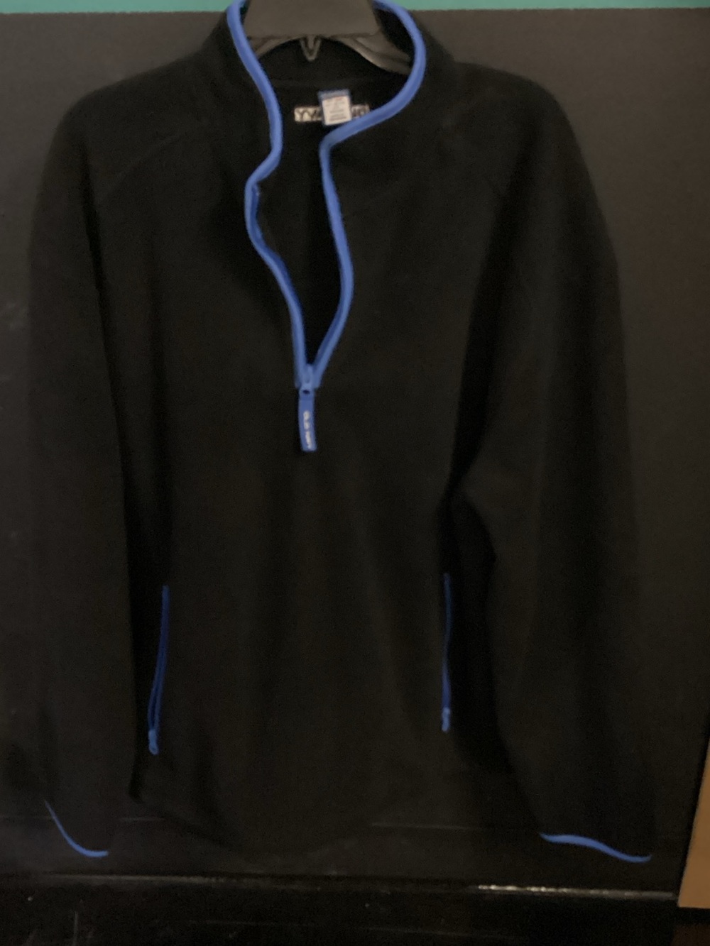 Old Navy Black Quarter-Zip Sweater with Blue Trim